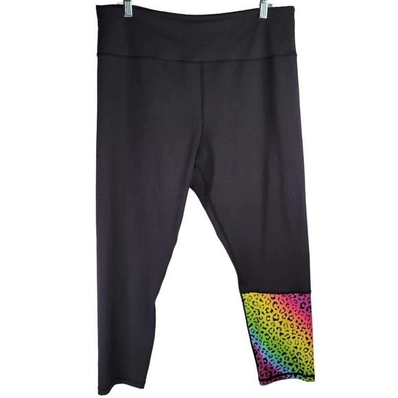 Zyia Active Black Rainbow Leopard Light N Tight Crop Leggings Women’s Size 20 - Picture 2 of 8